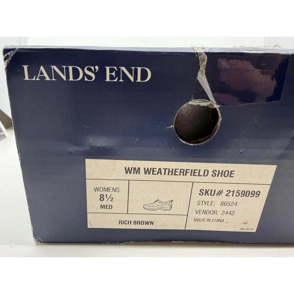 Lands End Weatherfield Shoes Womens 8.5 Rich Brown Quilted Primaloft Zip 86524